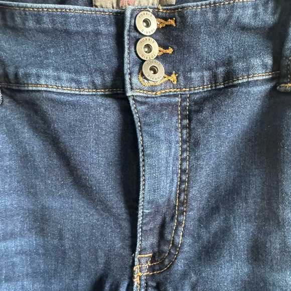 Torrid Blue Skinny Pants with Distressed Hem - Picture 6 of 11